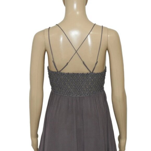 Free People Fp One Adella Slip Mini Dress Charcoal Lace Ruffle XS - Picture 7 of 7